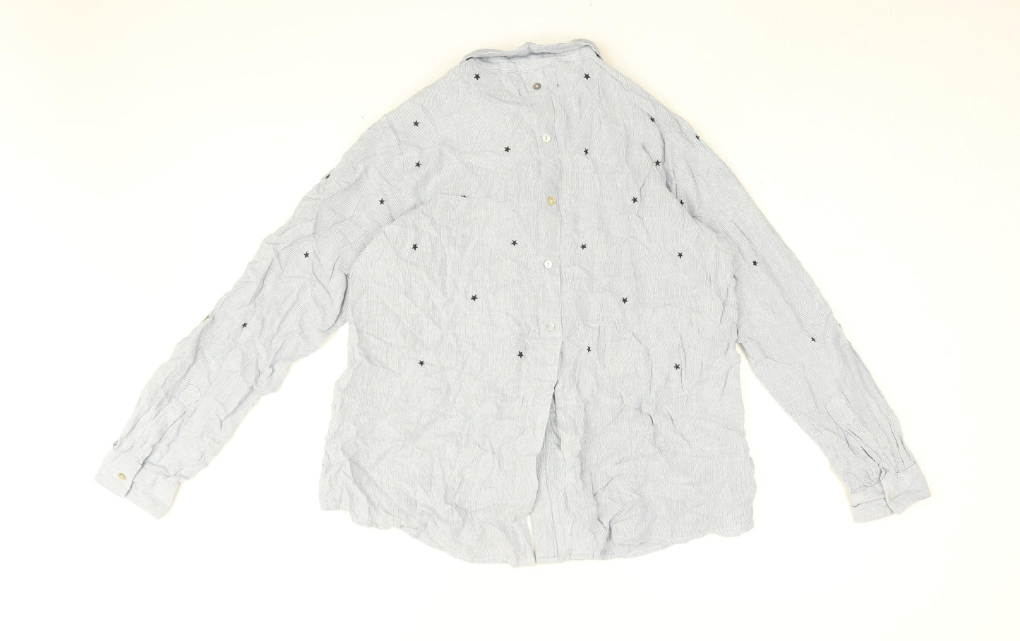 Womens UK Size 10 Label Lab Blue Basic Button-Up