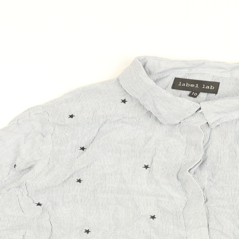 Womens UK Size 10 Label Lab Blue Basic Button-Up