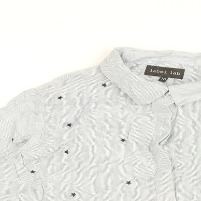 Womens UK Size 10 Label Lab Blue Basic Button-Up
