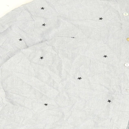 Womens UK Size 10 Label Lab Blue Basic Button-Up