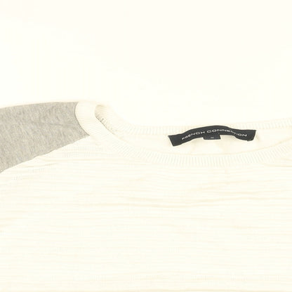 French Connection Womens White Cotton Basic T-Shirt Size S Round Neck