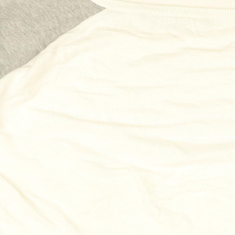 French Connection Womens White Cotton Basic T-Shirt Size S Round Neck