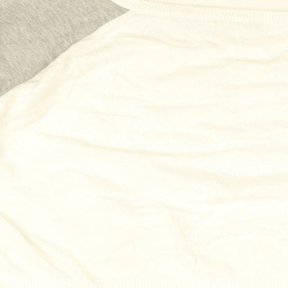 French Connection Womens White Cotton Basic T-Shirt Size S Round Neck