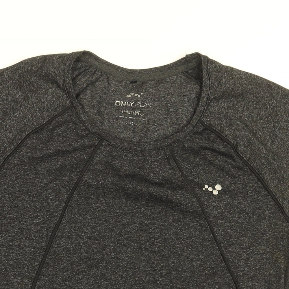 Only Play Womens Black Polyester Basic T-Shirt Size L Round Neck Pullover