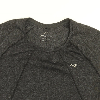 Only Play Womens Black Polyester Basic T-Shirt Size L Round Neck Pullover