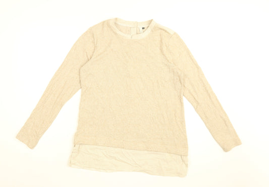 Maison De Nimes Womens Beige Viscose Basic T-Shirt Size 12 Round Neck