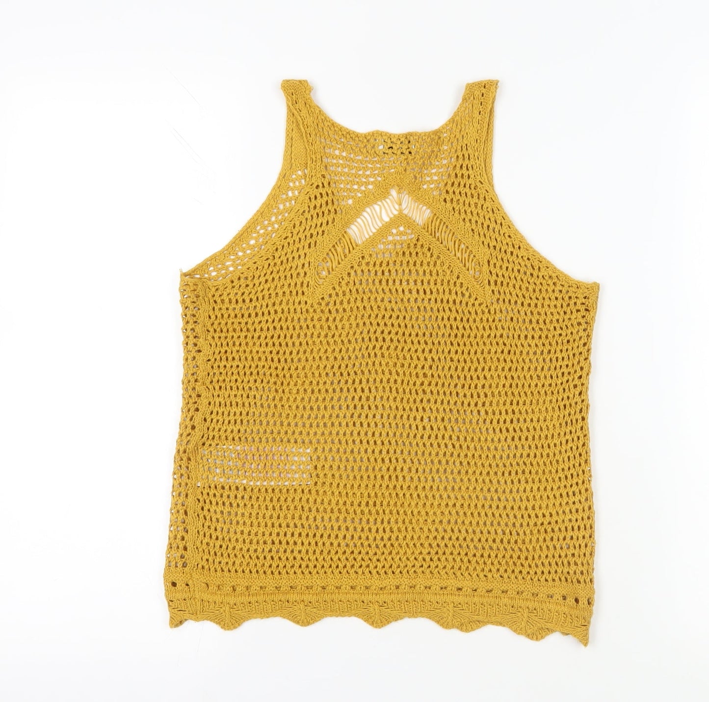 Jacqueline de Yong Yellow Crochet Tank Top - Size 6