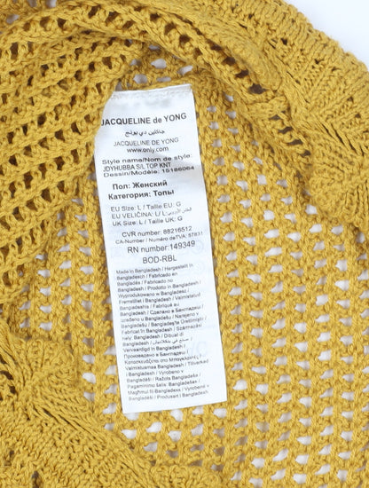 Jacqueline de Yong Yellow Crochet Tank Top - Size 6
