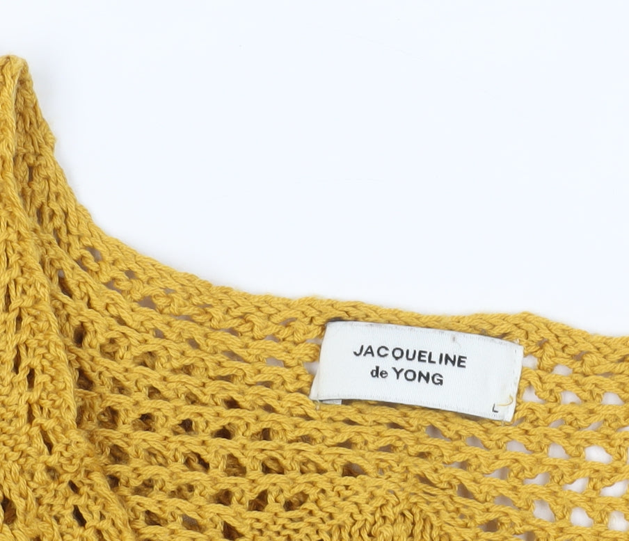 Jacqueline de Yong Yellow Crochet Tank Top - Size 6