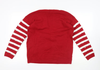 Womens UK Size M Pura Moda Red Pullover Jumper