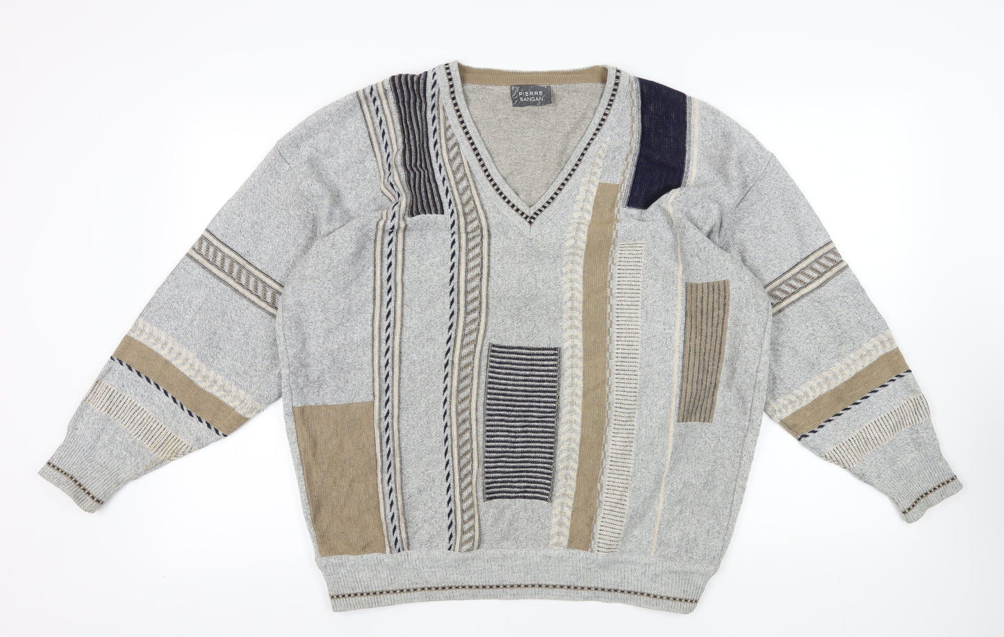 Pierre Sangan Grey Geometric 2XL Jumper