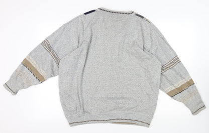 Pierre Sangan Grey Geometric 2XL Jumper