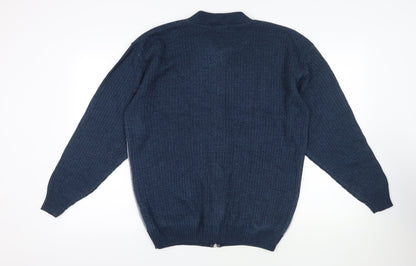 Carabou Menswear Geometric Blue Full Zip Jumper XL