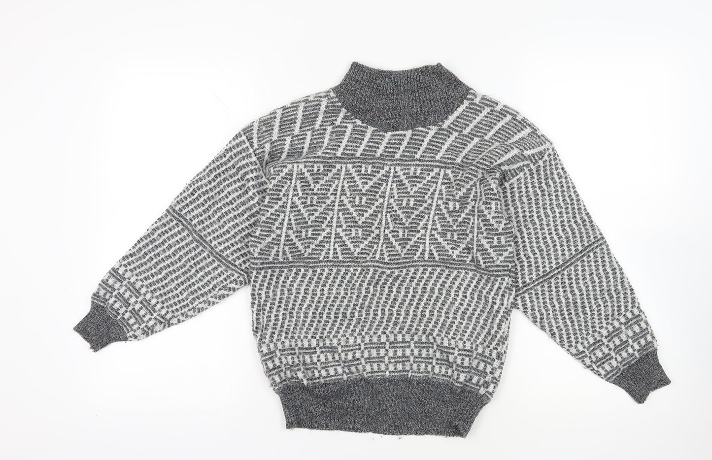 Donald Chopin Grey Wool Geometric Pullover M