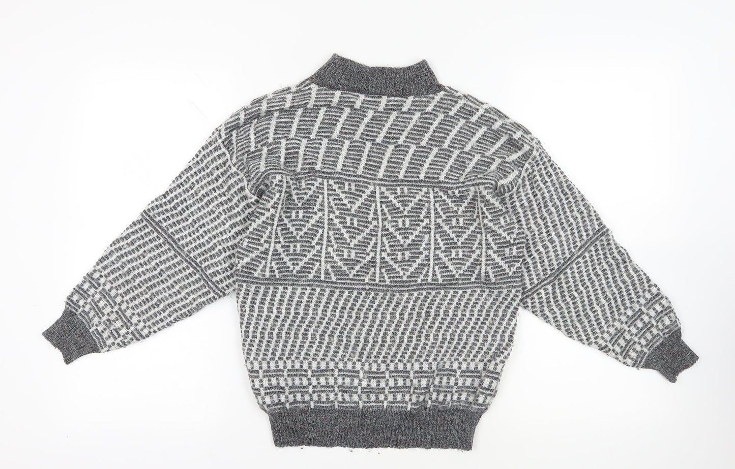 Donald Chopin Grey Wool Geometric Pullover M