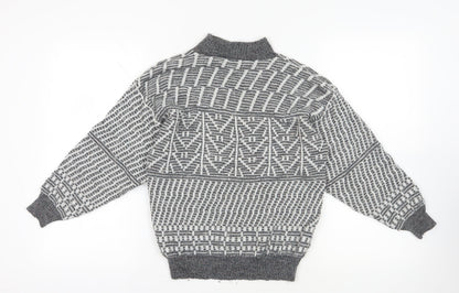 Donald Chopin Grey Wool Geometric Pullover M