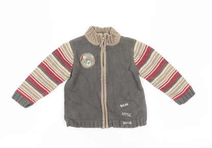 Rocha Little Rocha Grey Striped Knit Cardigan 18-24 Months