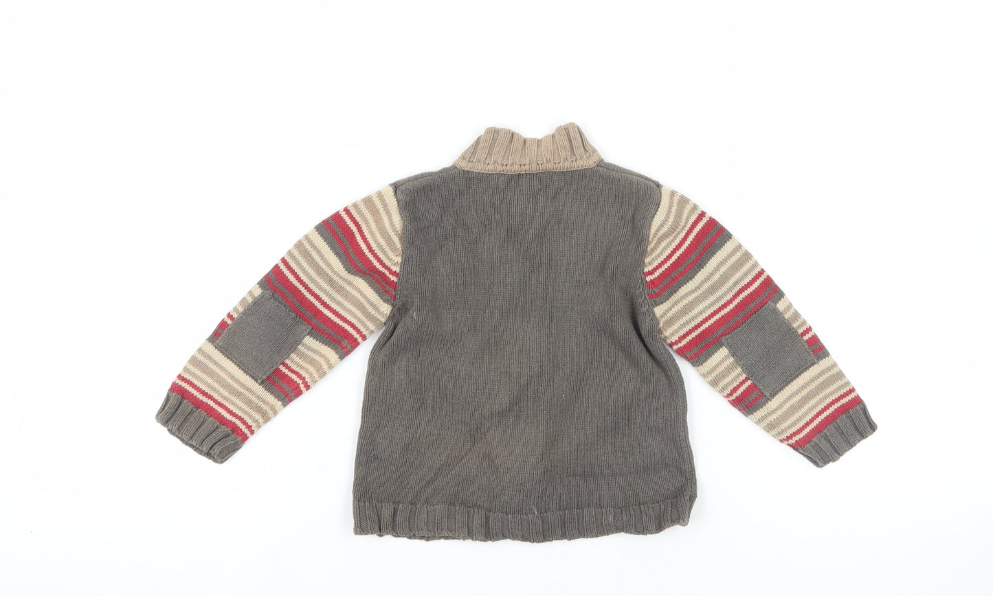 Rocha Little Rocha Grey Striped Knit Cardigan 18-24 Months