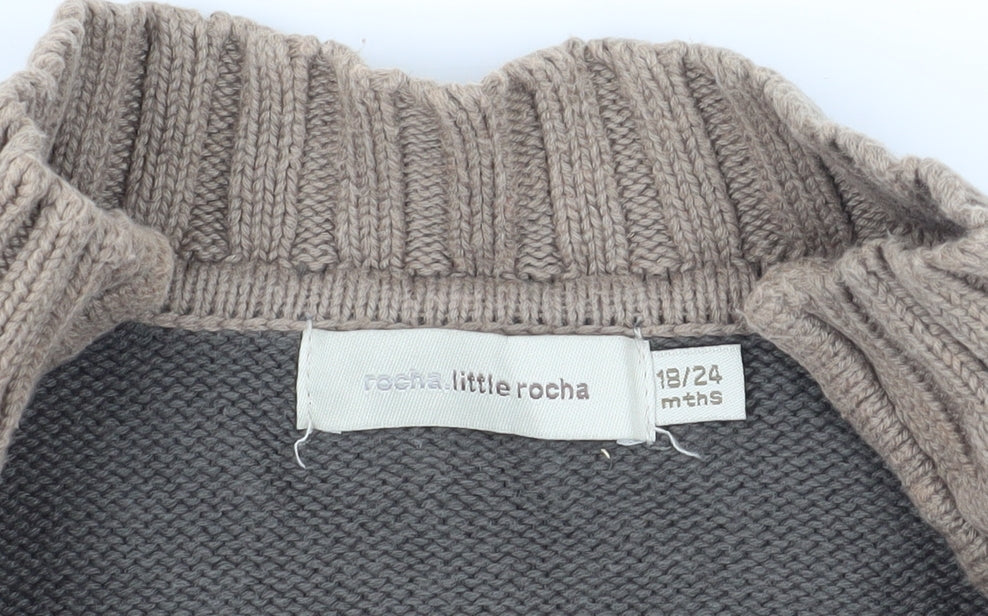 Rocha Little Rocha Grey Striped Knit Cardigan 18-24 Months