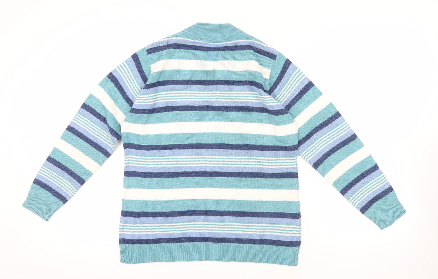 Isle Blue Striped Pullover Jumper, Size M, V-Neck Winter