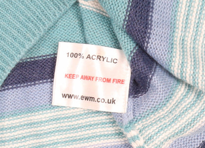 Isle Blue Striped Pullover Jumper, Size M, V-Neck Winter