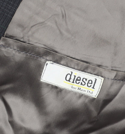 Diesel Grey Check Double-Breasted Blazer, Size 38