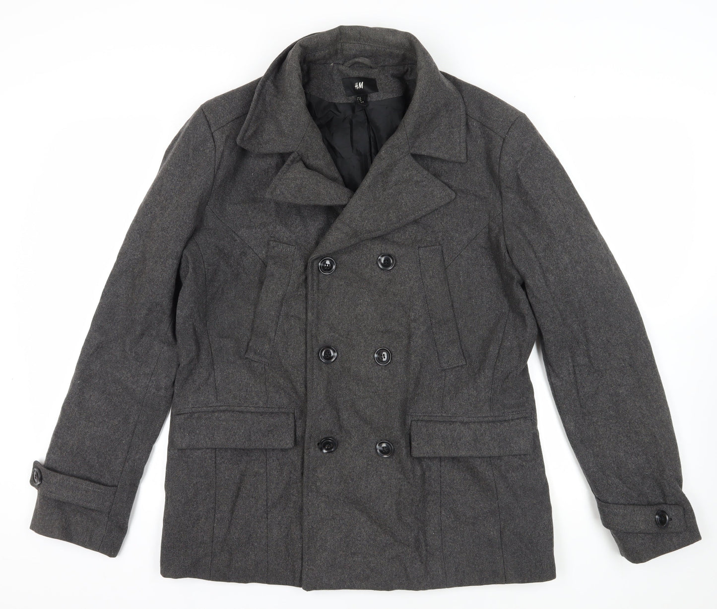 Mens UK Size 44 H&M Grey Pea Coat