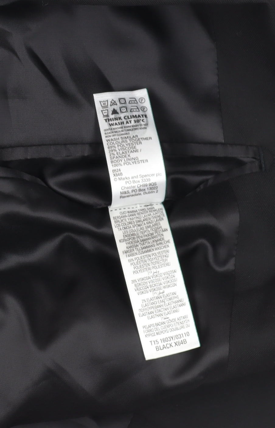 Mens UK Size 42 Marks and Spencer Regular Black Suit Jacket