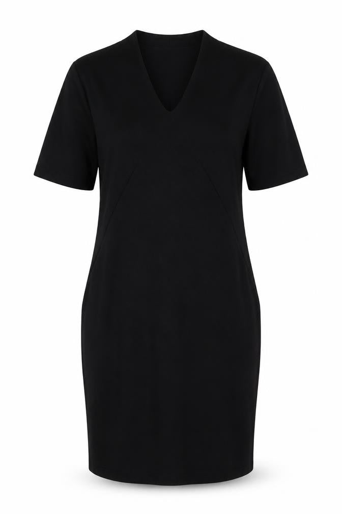 Viz a Viz Womens Black Cotton Pencil Dress Size S V-Neck