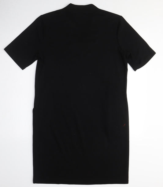 Viz a Viz Womens Black Cotton Pencil Dress Size S V-Neck