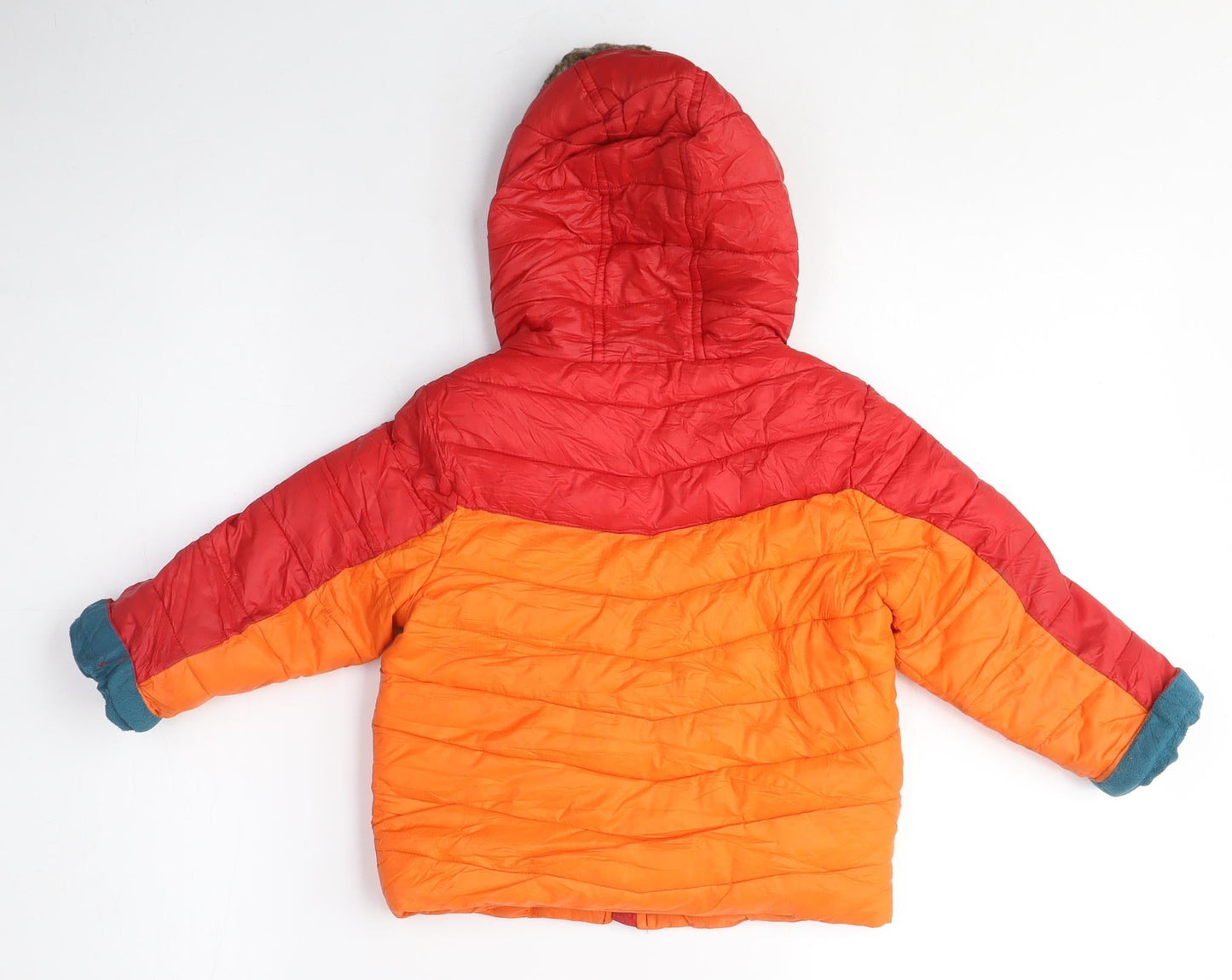 Baker Baby Orange Puffer Jacket Coat Size 18-24 Months Zip - Fur Lined Hood, Fleece lined