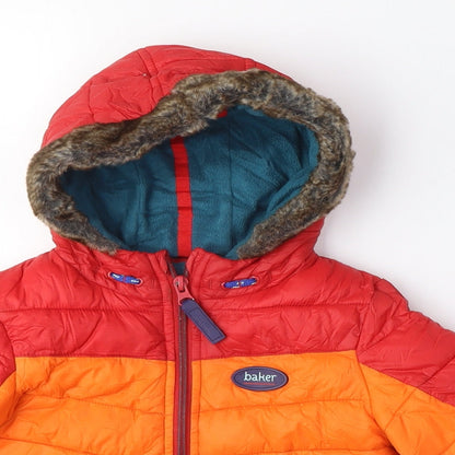 Baker Baby Orange Puffer Jacket Coat Size 18-24 Months Zip - Fur Lined Hood, Fleece lined