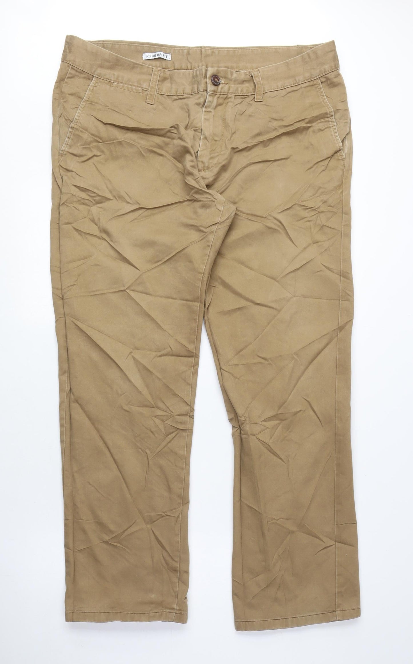 Twisted Soul Mens Beige Cotton Straight Jeans Size 36 in L29 in Regular Zip