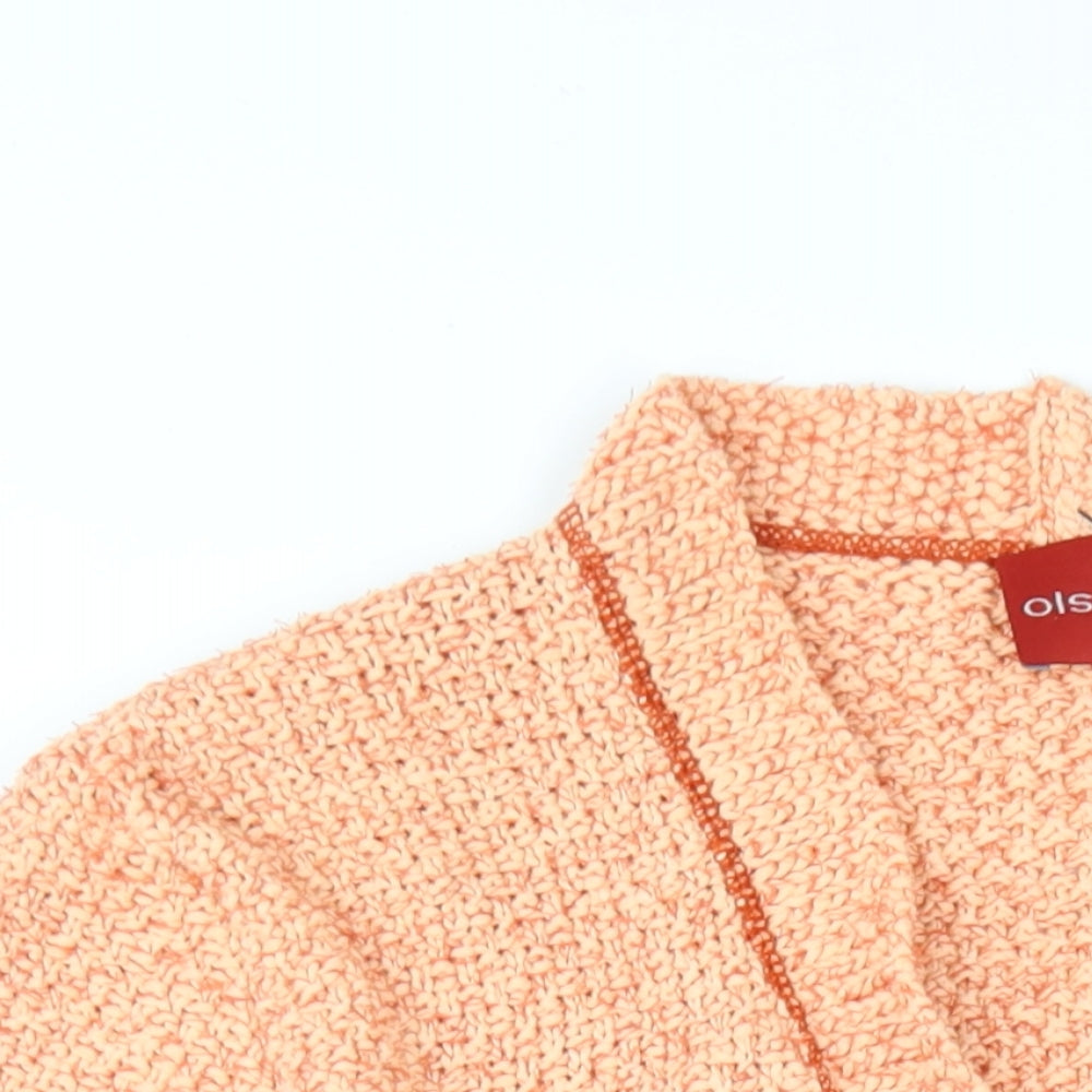 Womens UK Size 10 Olsen Orange Cardigan Jumper