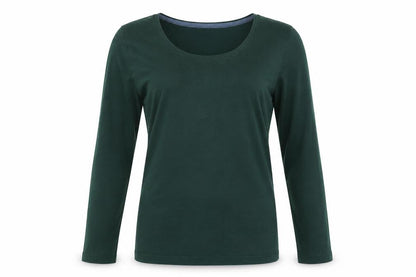 Mud & Water Womens Green Viscose Basic T-Shirt Size 10 Scoop Neck