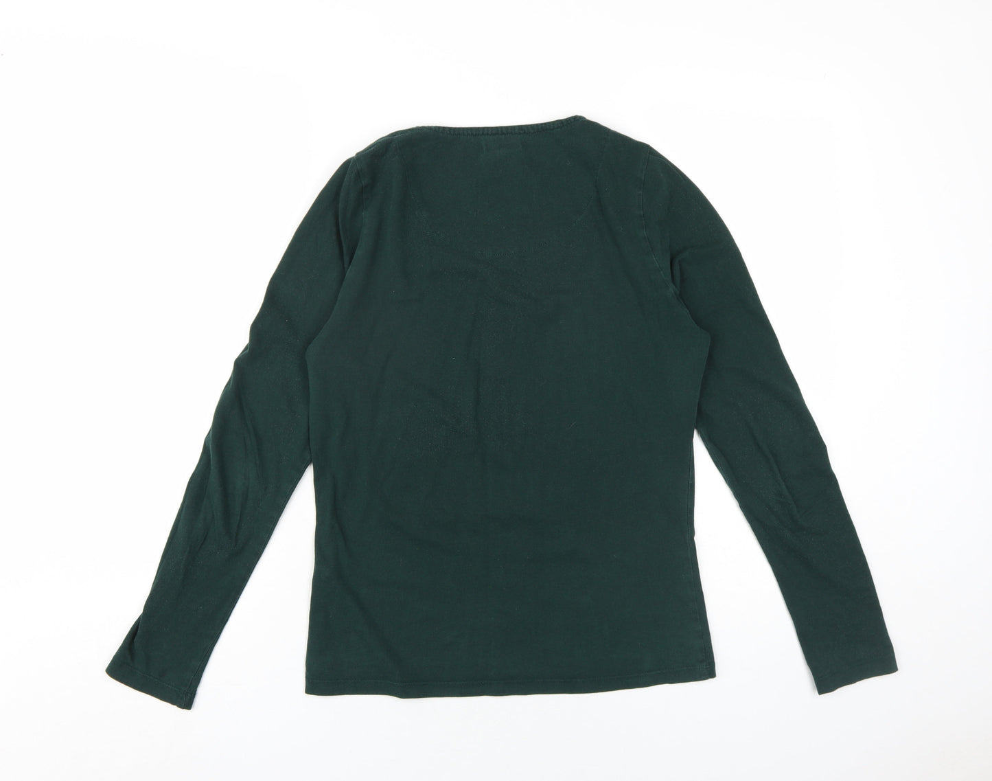Mud & Water Womens Green Viscose Basic T-Shirt Size 10 Scoop Neck