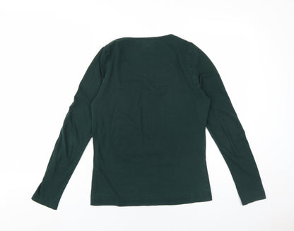 Mud & Water Womens Green Viscose Basic T-Shirt Size 10 Scoop Neck