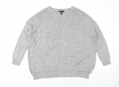 Mango Womens Grey Round Neck Acrylic Pullover Jumper Size M