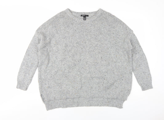 Mango Womens Grey Round Neck Acrylic Pullover Jumper Size M
