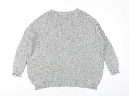 Mango Womens Grey Round Neck Acrylic Pullover Jumper Size M