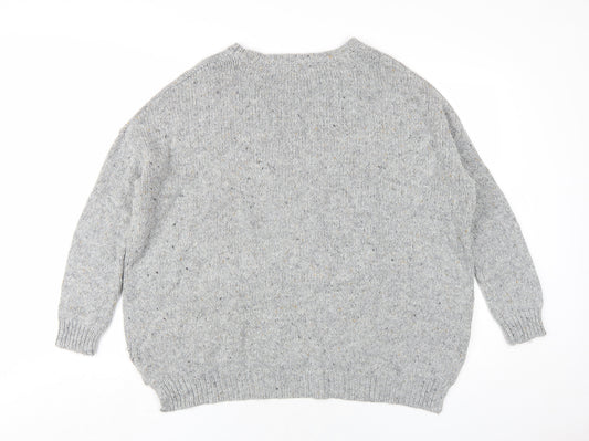 Mango Womens Grey Round Neck Acrylic Pullover Jumper Size M