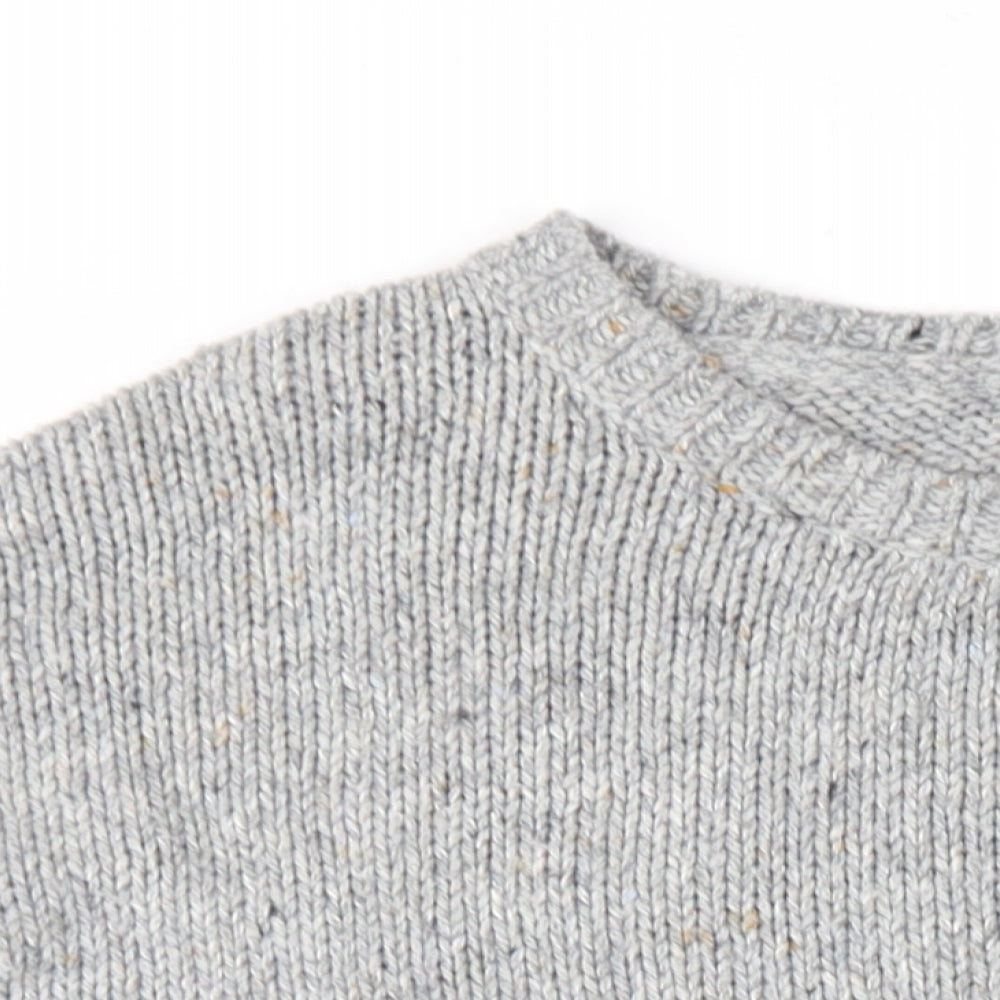 Mango Womens Grey Round Neck Acrylic Pullover Jumper Size M