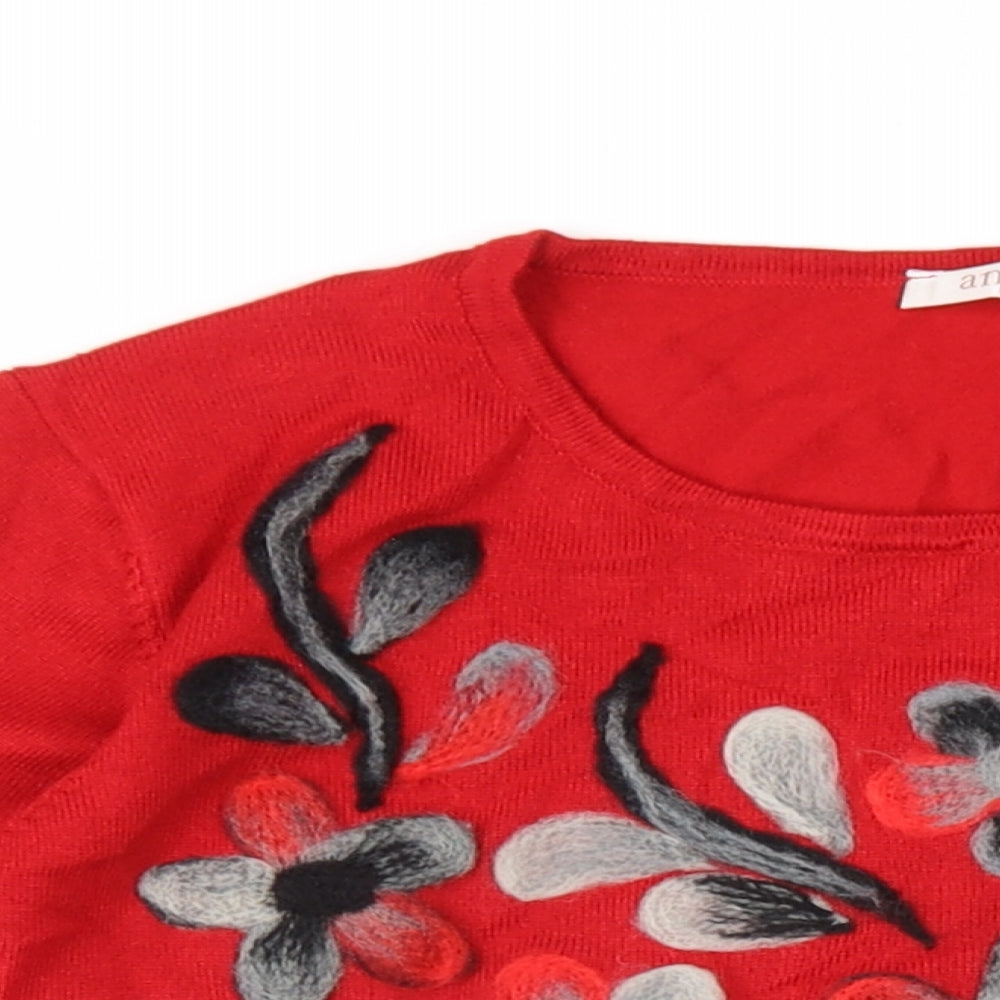 Womens UK Size M Anna Rose Red Pullover Jumper