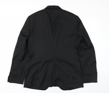 Henderson Mens Black Polyester Jacket Blazer Size 38 Regular