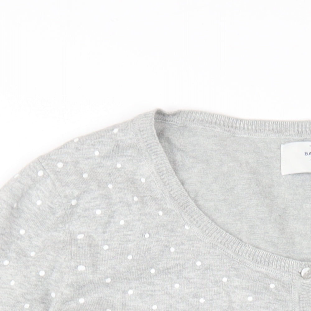 C&A Womens Grey Round Neck Polka Dot Cotton Cardigan Jumper Size M