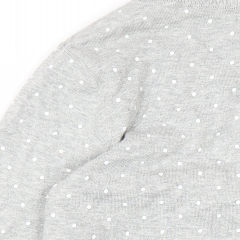 C&A Womens Grey Round Neck Polka Dot Cotton Cardigan Jumper Size M