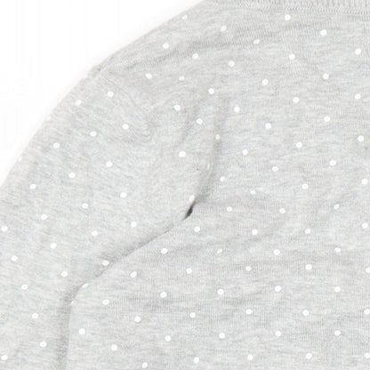 C&A Womens Grey Round Neck Polka Dot Cotton Cardigan Jumper Size M