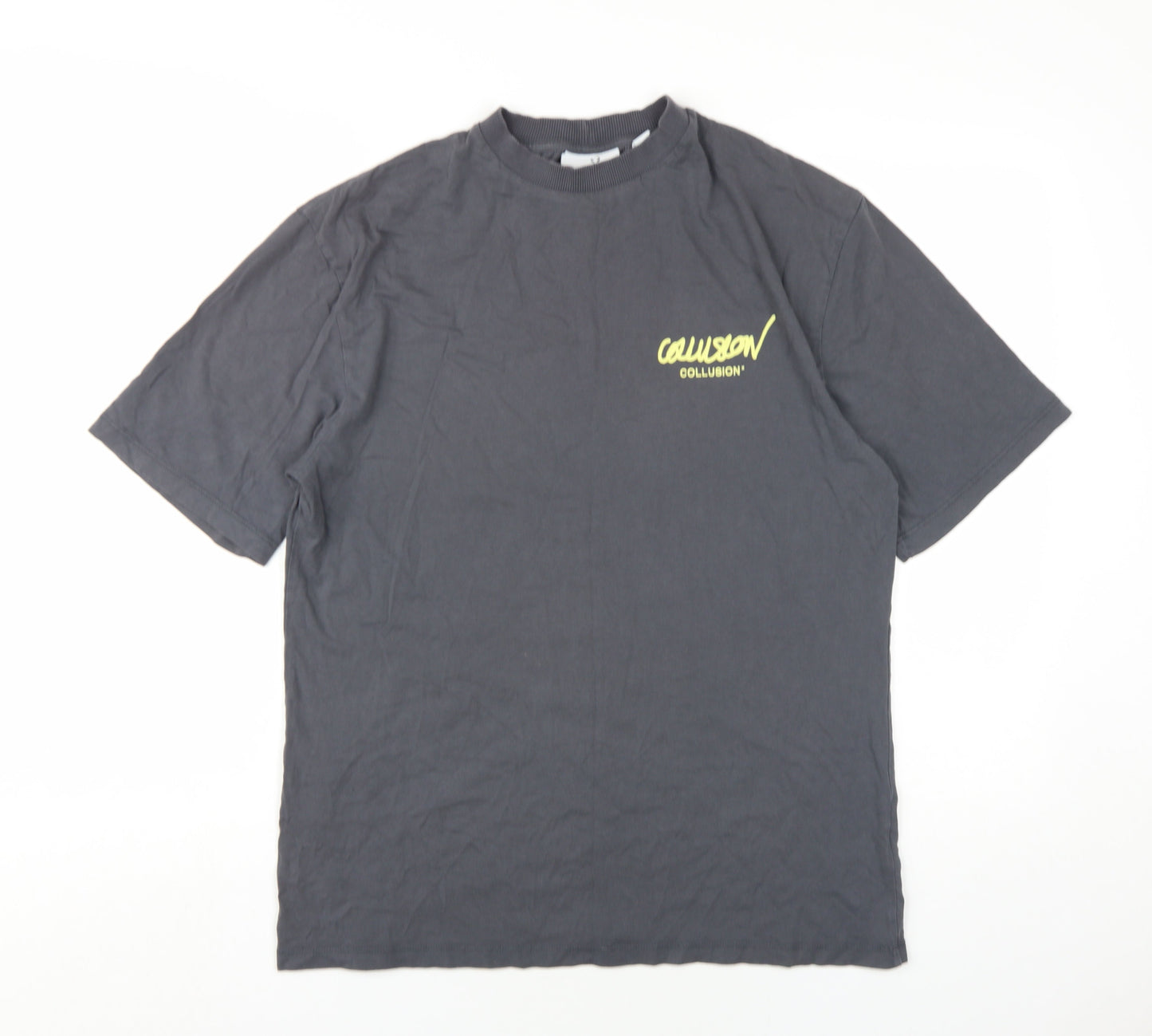 Womens UK Size XS COLLUSION Grey Basic T-Shirt
