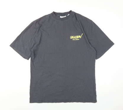 Womens UK Size XS COLLUSION Grey Basic T-Shirt
