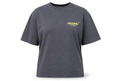 Collusion Womens Grey Cotton Basic T-Shirt Size XS Round Neck